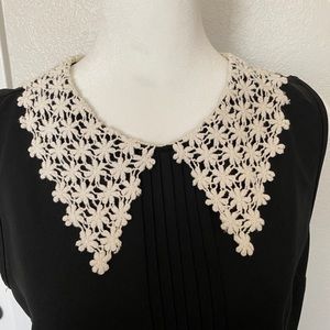 Black blouse with white collar sleeveless size M